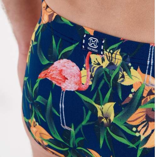 HOM Swimwear Flamingo navy blue swim brief