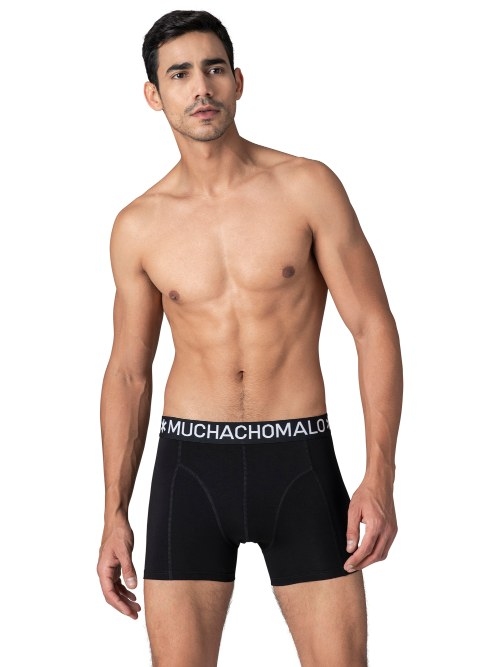 Muchachomalo Solid  black cotton boxer short