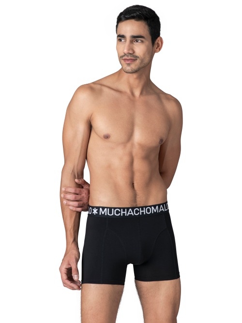 Muchachomalo Solid  black cotton boxer short
