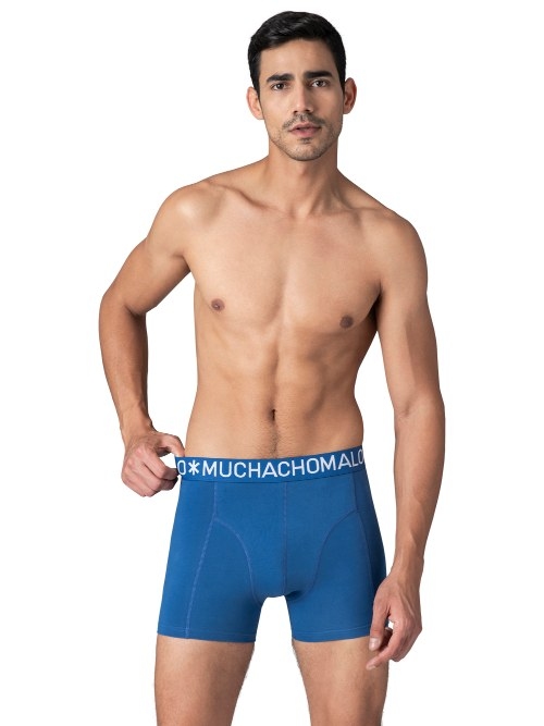 Muchachomalo Solid  blue cotton boxer short