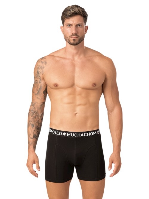Muchachomalo Solid  black cotton boxer short