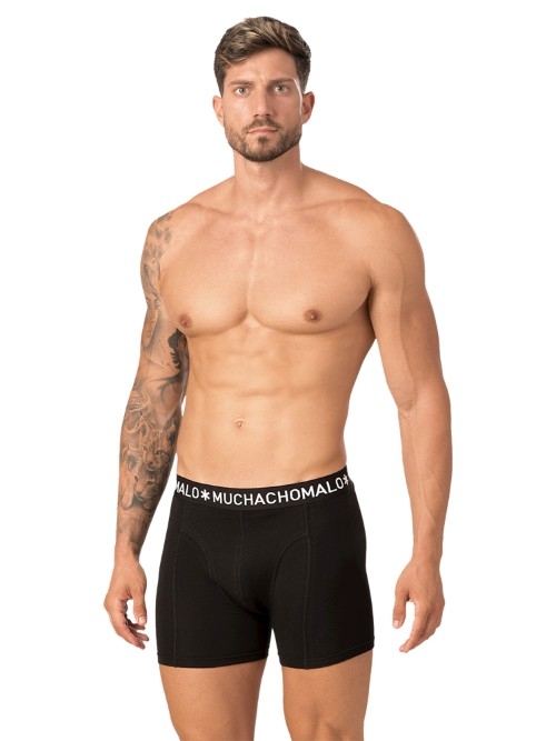 Muchachomalo Solid  black cotton boxer short