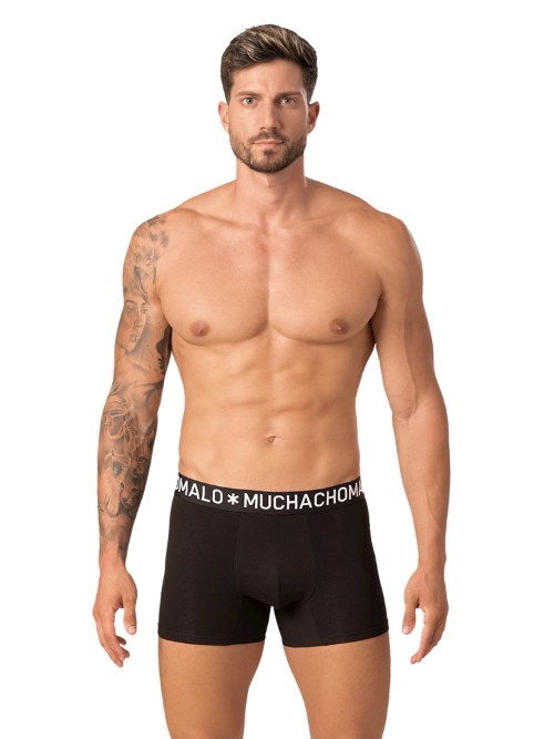 Muchachomalo Solid  black cotton boxer short