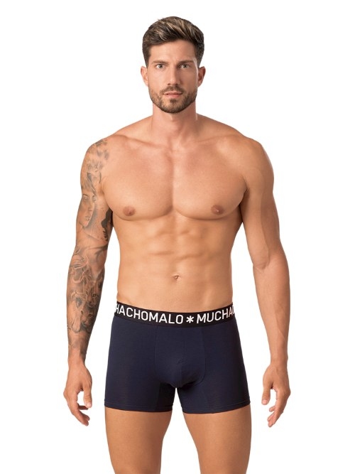 Muchachomalo Solid  navy blue cotton boxer short