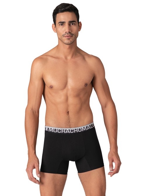 Muchachomalo Solid  black cotton boxer short