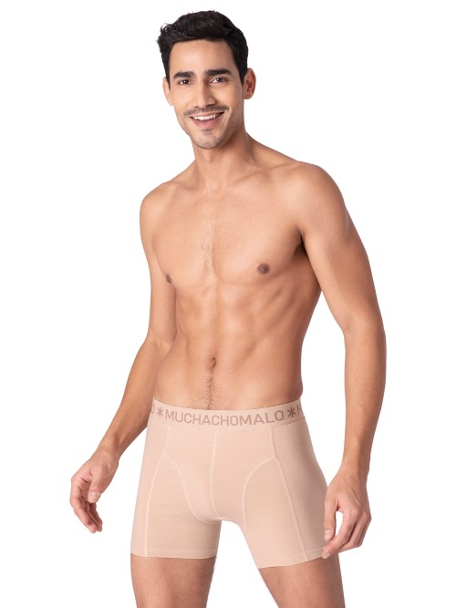 Muchachomalo Solid  beige cotton boxer short