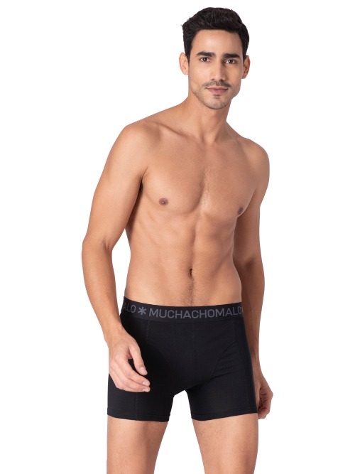 Muchachomalo Solid  black cotton boxer short