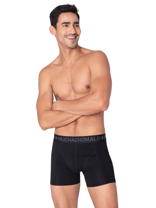 Muchachomalo Solid  black cotton boxer short
