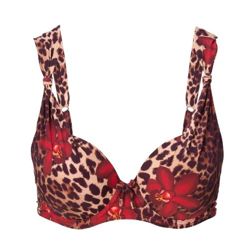 LingaDore Beach Leopard Flower red padded bikini bra