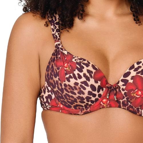 LingaDore Beach Leopard Flower red padded bikini bra