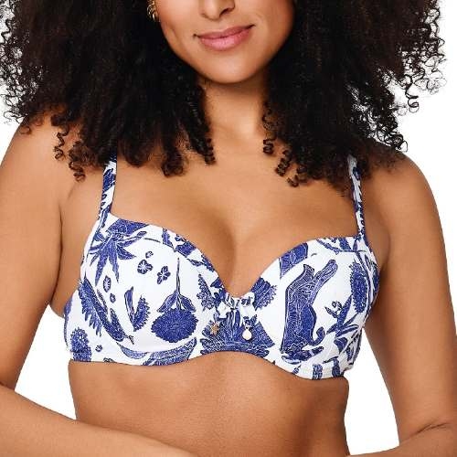 LingaDore Beach Under The Greek Sun blue/white padded bikini bra
