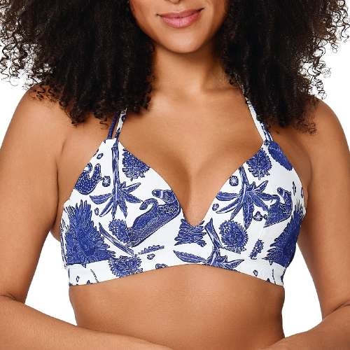 LingaDore Beach Under The Greek Sun blue/white padded bikini bra