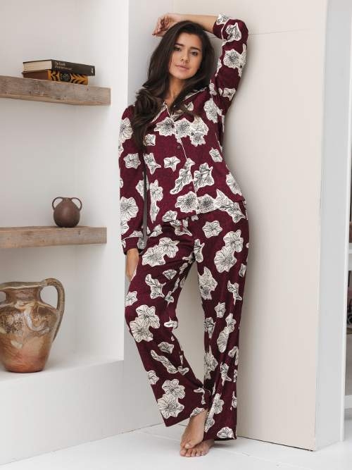 Pastunette Women dark red pajama