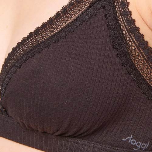 Sloggi GO Ribbed black non-padded bra