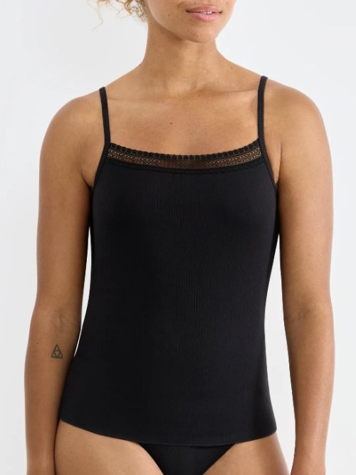 Sloggi GO Ribbed black spaghetti top
