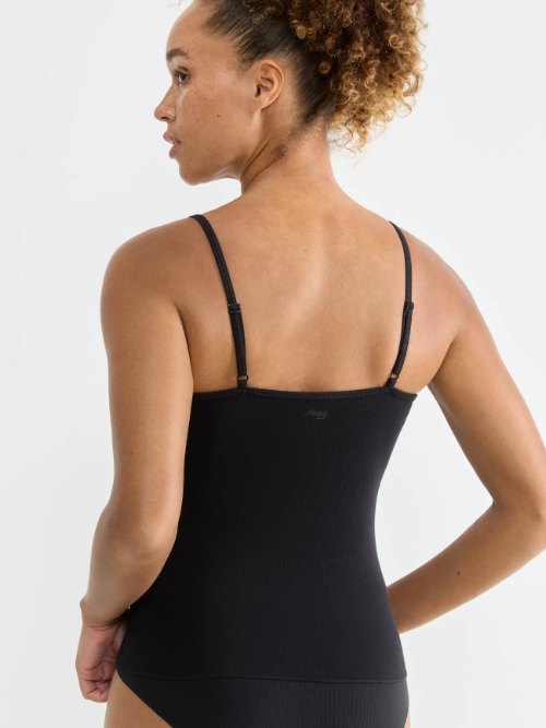 Sloggi GO Ribbed black spaghetti top