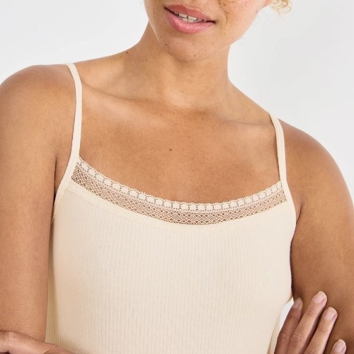 Sloggi GO Ribbed ivory spaghetti top