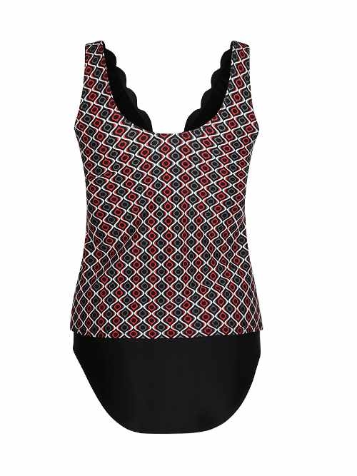 Mila Fancy Edge black/print tankini set