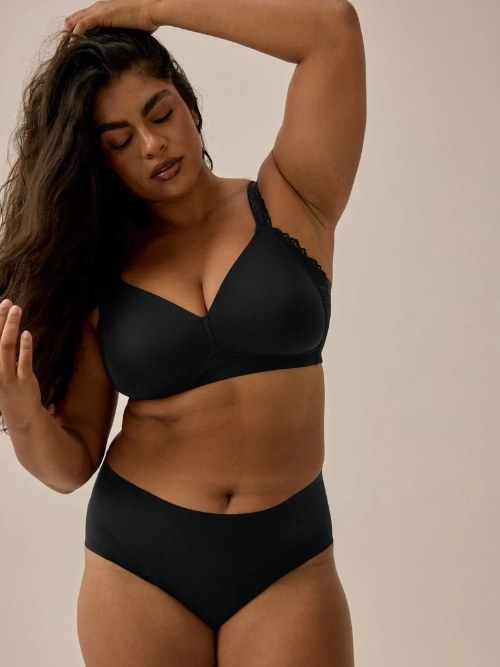 Naturana Side smoother black wireless bra
