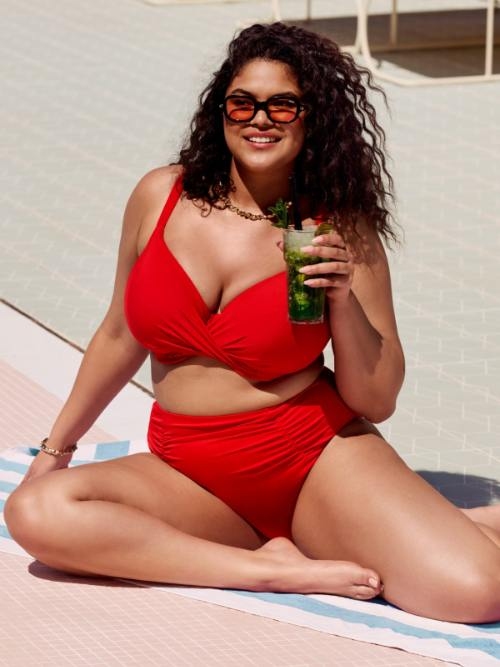 Elomi Swim Plain Sailing red soft-cup bikini bra