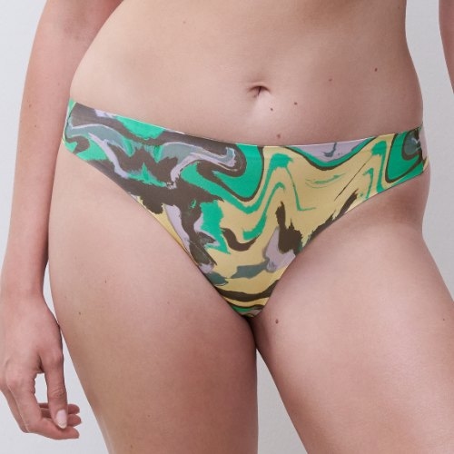 Chantelle SoftStretch green/print thong