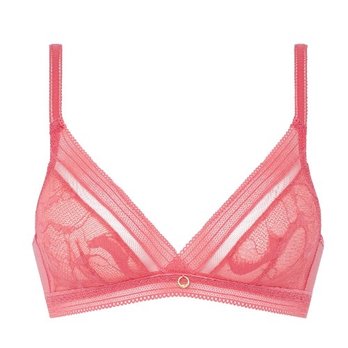 Chantelle True Lace coral wireless bra