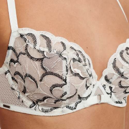 Chantelle Fleurs white/black non-padded bra