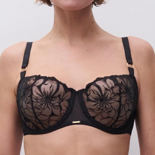 Chantelle Fleurs black non-padded bra