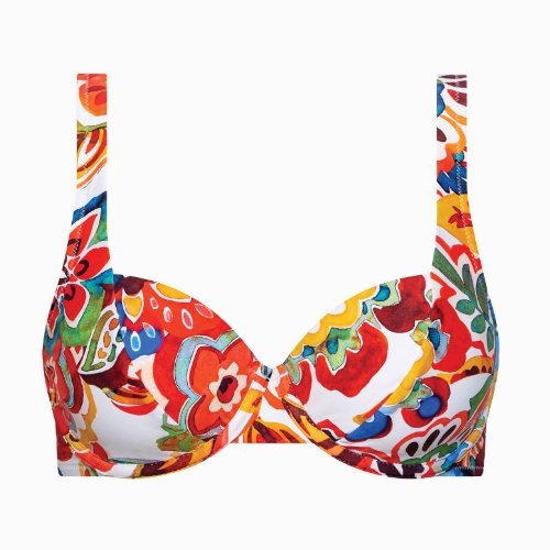 Lisca Swimwear Mexico pink/print soft-cup bikini bra