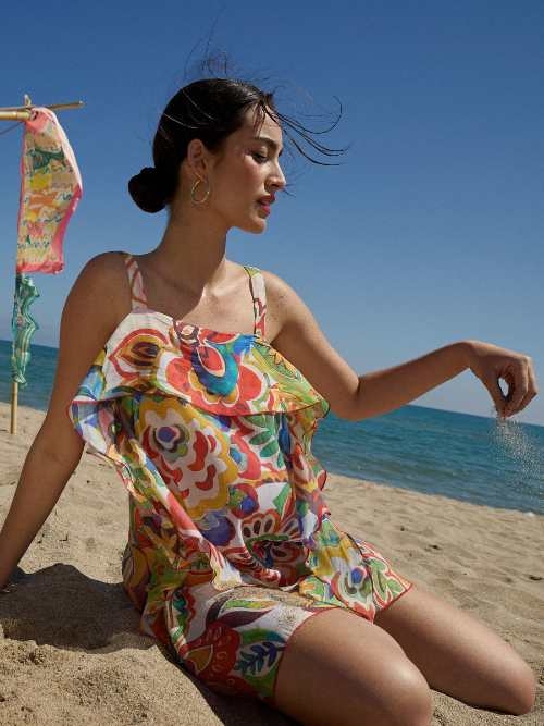 Lisca Swimwear Mexico pink/print beach dress