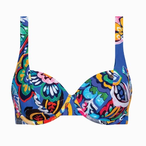 Lisca Swimwear Mexico blue/print soft-cup bikini bra