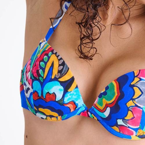 Lisca Swimwear Mexico blue/print push up bikini bra