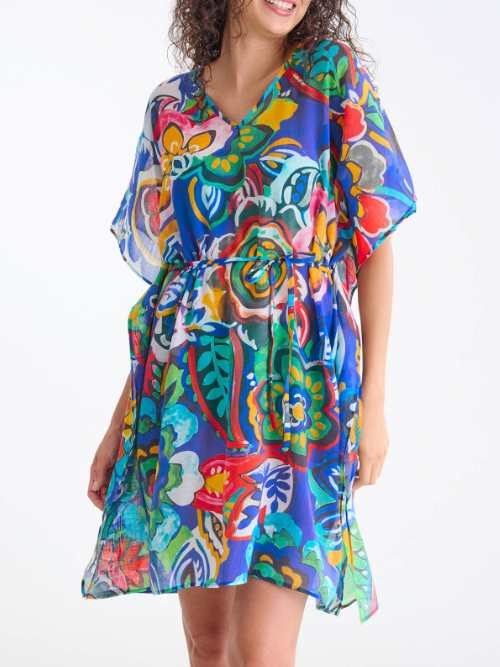 Lisca Swimwear Mexico blue/print kaftan