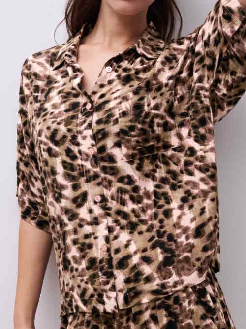 Femilet Nightwear Layla brown/print sleep shirt