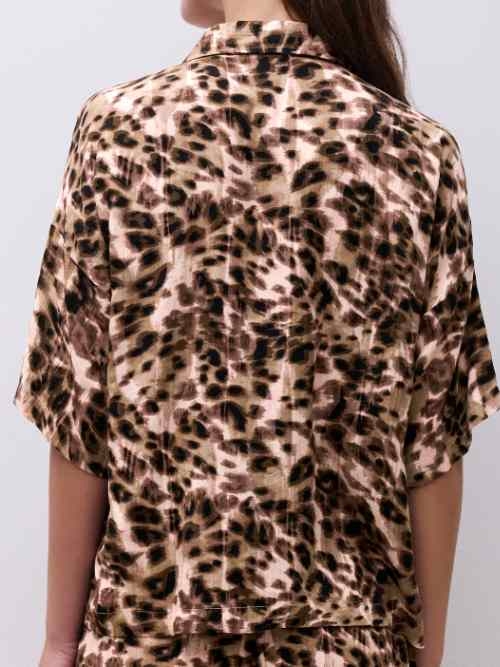 Femilet Nightwear Layla brown/print sleep shirt