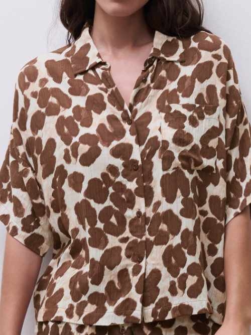 Femilet Nightwear Layla brown/print sleep shirt