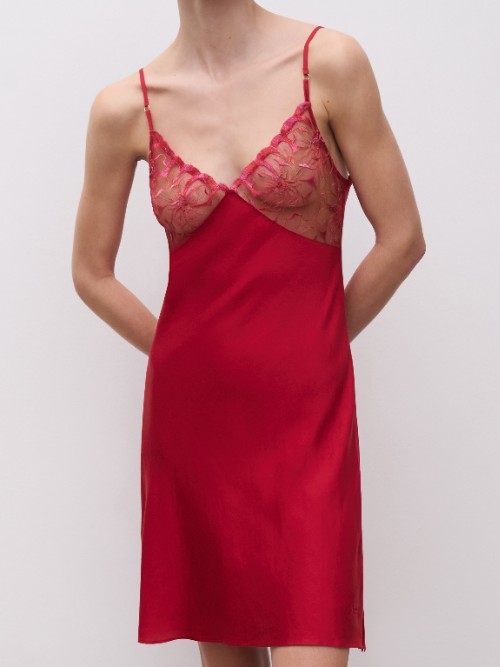 Chantelle Nachtmode Fleurs red slipdress