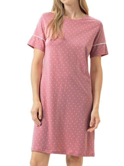 Mey Nachtmode Crochet Dots rosewood sleep shirt