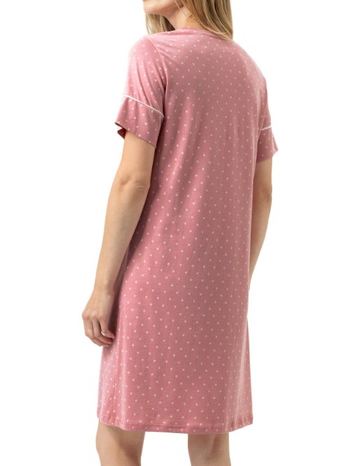 Mey Nachtmode Crochet Dots rosewood sleep shirt