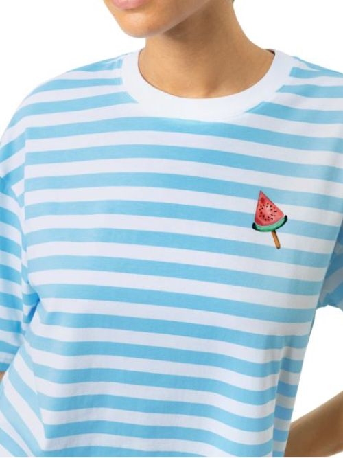 Mey Nachtmode Straight Waves blue sleep shirt