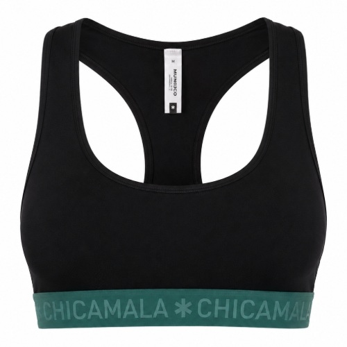 Chicamala Solid black/green wireless bra
