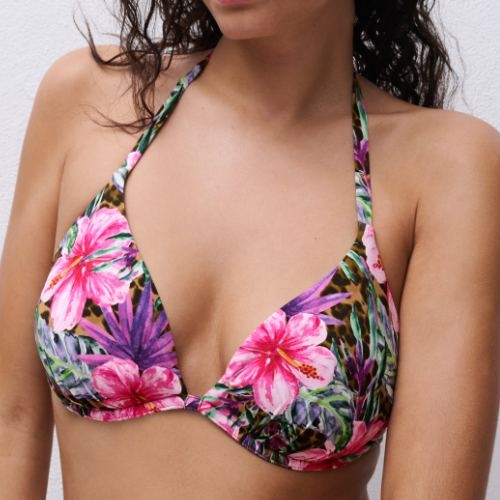 Chantelle Swimwear Easy Pop pink/print soft-cup bikini bra