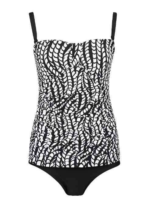 Mila Ocean Waves black/white tankini set