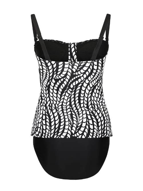 Mila Ocean Waves black/white tankini set