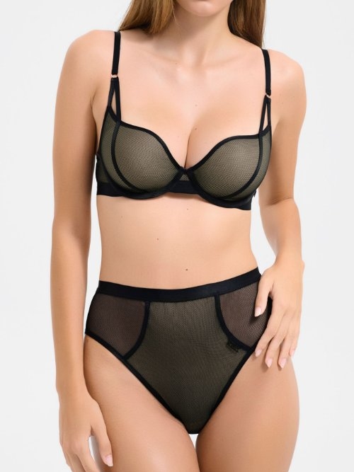 Lisca Mesh black high waist brief