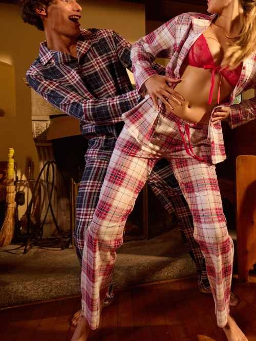 Lisca Nachtmode Cosy Nights red plaid pyjama pant