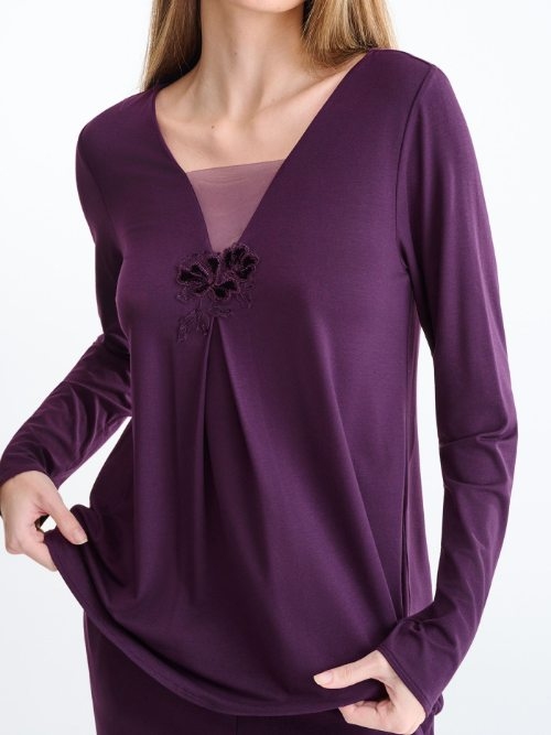Lisca Nachtmode Velvet purple pajama