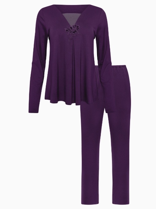 Lisca Nachtmode Velvet purple pajama