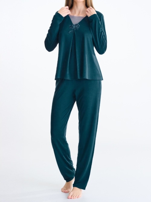Lisca Nachtmode Velvet blue pajama