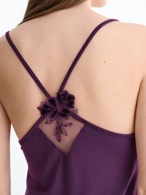 Lisca Nachtmode Velvet purple nightdress